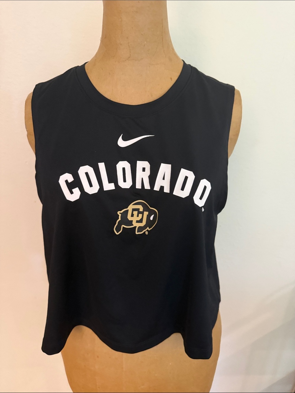 Nike sz M Black Colorado CU Buffs Cropped Athletic Tank great cond